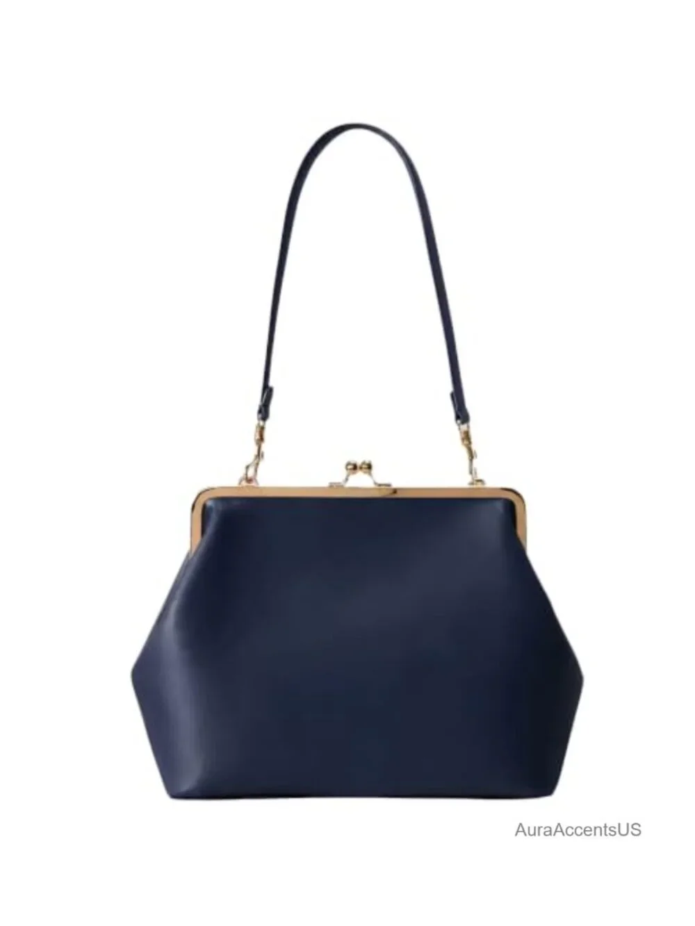 Kiss Lock Frame Handbag PU Leather Shoulder Tote Hobo Clutch Purse Women
